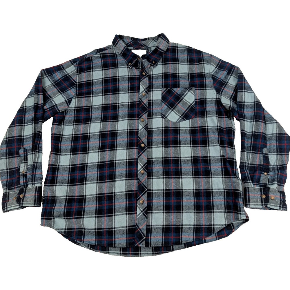 Cloudveil Shirt Men's 3XL Flannel Blue Plaid Button‎ Up Pocket Outdoors